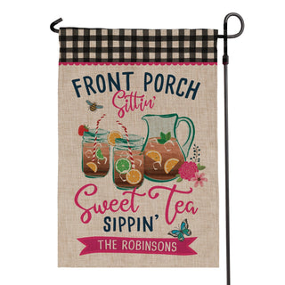 Front Porch Sippin' Personalized Garden Flag