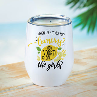 When life gives you lemons girl wine tumbler 