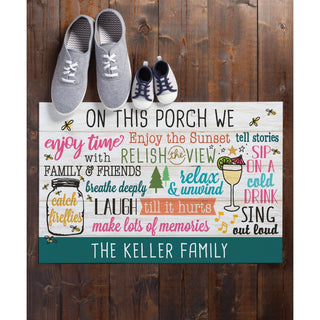 On This Porch Personalized Thin Doormat