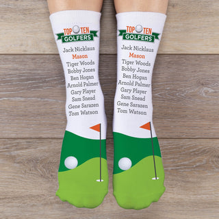Top Ten Golfers Personalized Adult Crew Socks
