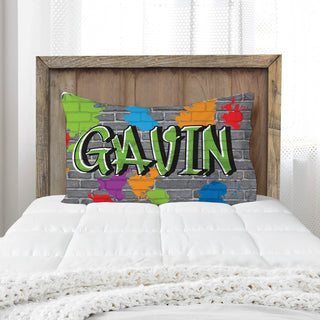 Graffiti green pillowcase