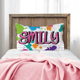 Graffiti Personalized Pink Pillowcase