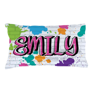 Graffiti Personalized Pink Pillowcase