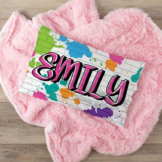 Graffiti pink pillowcase with name 