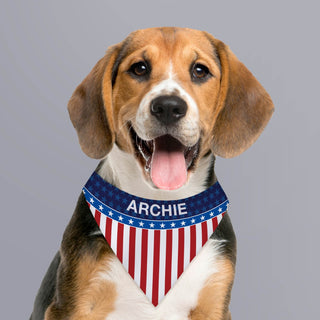 Stars and strips pet bandana with name 