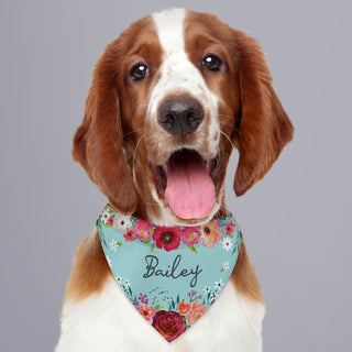 Floral Aqua Personalized Pet Bandana