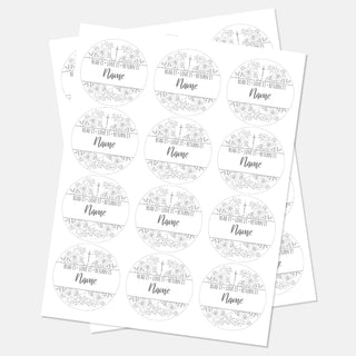 Read It Love It Return It Floral Cross Personalized Round Sticker - Set of 48