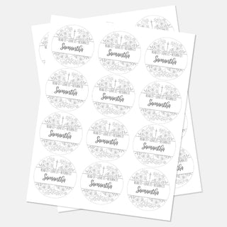 Read It Love It Return It Floral Cross Personalized Round Sticker - Set of 48