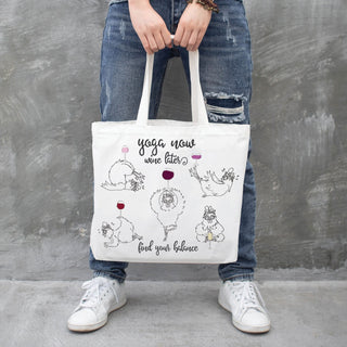 Yoga Now, Wine Later Silly Yoga Chickens Canvas Tote Bag