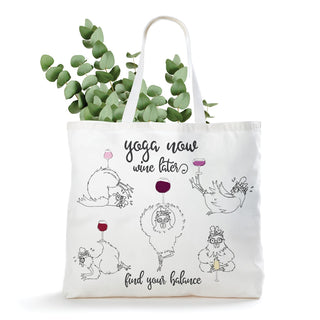 Yoga Now, Wine Later Silly Yoga Chickens Canvas Tote Bag