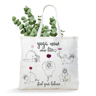 Yoga Now, Wine Later Silly Yoga Chickens Canvas Tote Bag