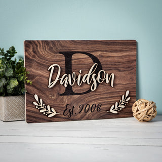 3D layered name with initial wood plaque 