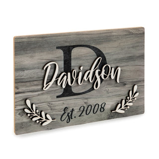 3D Layered Personalized Grey Wood Plaque