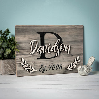 3D Layered Personalized Grey Wood Plaque