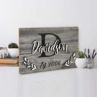 3D layered name and initial wood plaque