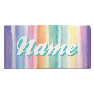 Tie Dye Stripes Personalized Pastel Velour Beach Towel