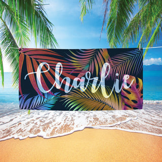 Polarized Palms Personalized Velour Beach Towel
