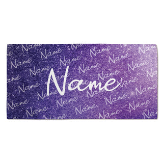 Purple Glitter Personalized Velour Beach Towel