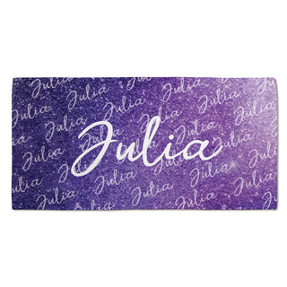 Purple Glitter Personalized Velour Beach Towel