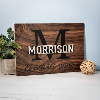 3D Layered Name Personalized Walnut Wood Plaque