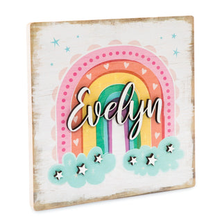 3D Layered Boho Chic Rainbow Name Personalized Wood Plaque