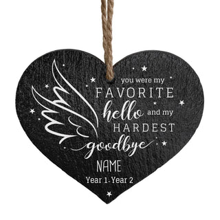 Hardest Goodbye Pet Memorial Personalized 5" Hanging Slate Heart