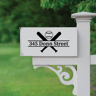 Baseball theme mailbox decal with address