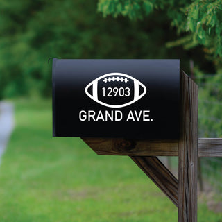 Football family mailbox decal with address