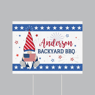 Patriotic Gnome Personalized Yard Sign