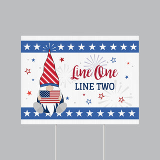 Patriotic Gnome Personalized Yard Sign