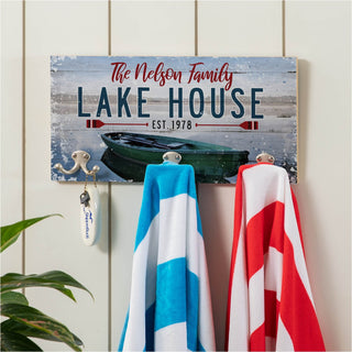 Family Lake House Personalized Coat Hanger