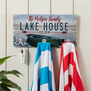 Family lake house coat hanger with family name