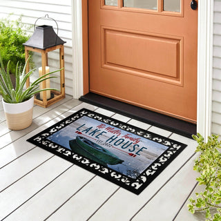 Family lake house doormat with frame and family name