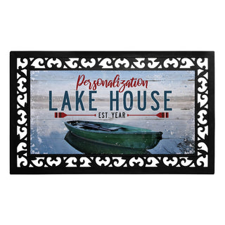 Family Lake House Personalized Ð 12x27 Inch Entry Mat  with Rubber Frame
