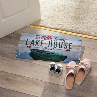 Family lake house doormat with family name