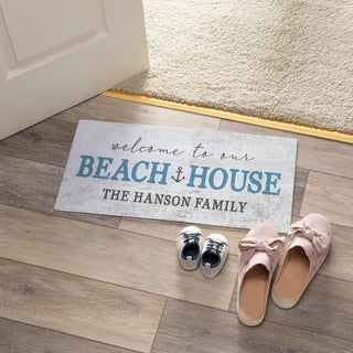 Welcome to our beach house narrow doormat with family name
