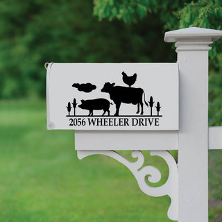 Farm animals black mailbox decal with address