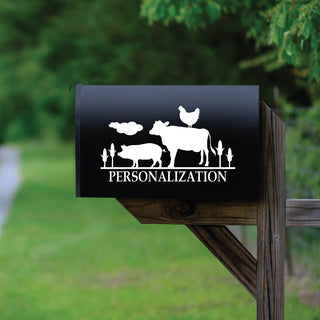Farm Animals Personalized White Mailbox Decal
