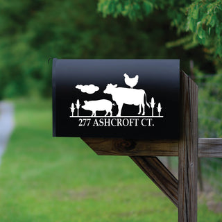 Farm Animals Personalized White Mailbox Decal