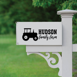 Family farm black mailbox decal with family name