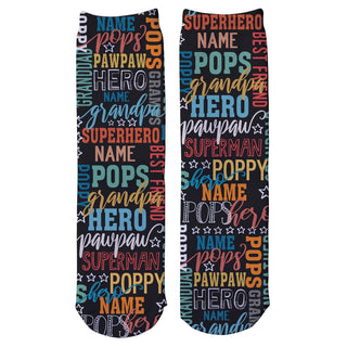 Grandpa Words Personalized Adult Crew Socks