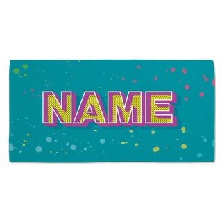 Pop Art Personalized Aqua Velour Beach Towel