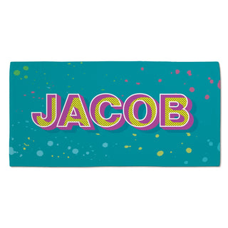 Pop Art Personalized Aqua Velour Beach Towel