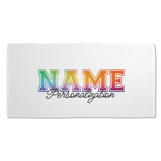 Colorful Varsity Personalized Velour Beach Towel