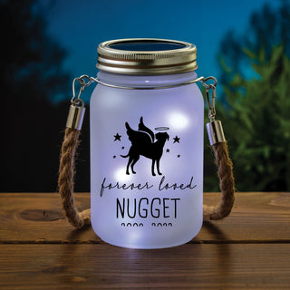 Forever Loved Dog with Wings Solar Mason Jar with White Lights