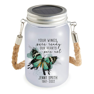Our Hearts  Butterfly Solar Mason Jar with White Lights