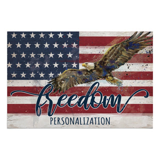 American Flag Freedom Eagle Personalized Doormat - 18x27 Inch, 1/4" Thick