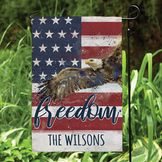 American flag garden flag with family name