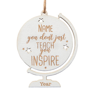 Teacher You Inspire Personalized White Wood Ornament
