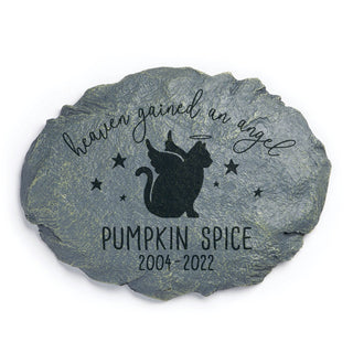 Heaven Gained An Angel Cat Memorial Personalized Garden Stone